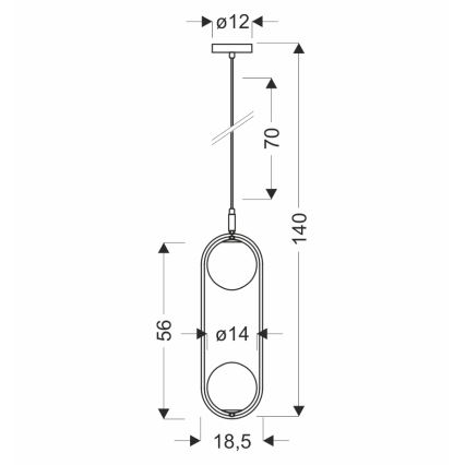 Lámpara colgante CORDEL 2xG9/28W/230V latón/beige ahumado