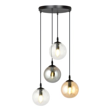 Lámpara colgante COSMO 4xE14/10W/230V diá. 40 cm negro/gris/beige/transparente