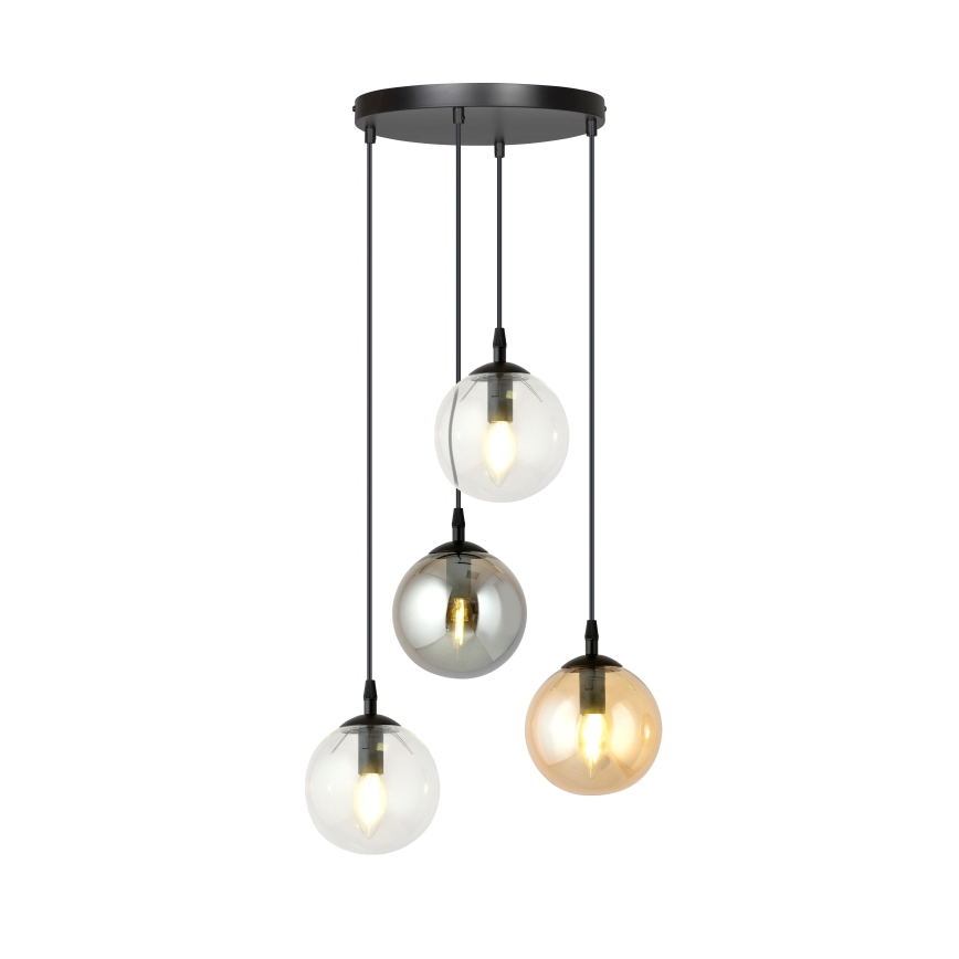 Lámpara colgante COSMO 4xE14/10W/230V diá. 40 cm negro/gris/beige/transparente