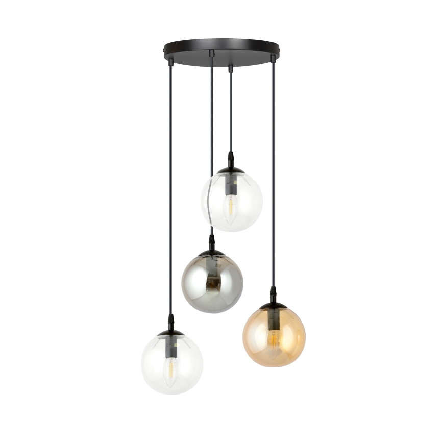 Lámpara colgante COSMO 4xE14/10W/230V diá. 40 cm negro/gris/beige/transparente