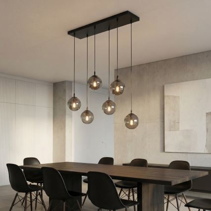 Lámpara colgante COSMO 6xE14/10W/230V negro/gris
