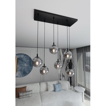 Lámpara colgante COSMO 6xE14/10W/230V negro/gris