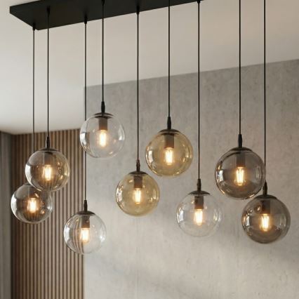 Lámpara colgante COSMO 9xE14/10W/230V negro/gris/beige/transparente
