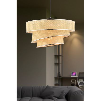 Lámpara Colgante Couper 1xE27/60W/230V Beige/Cromo Brillante