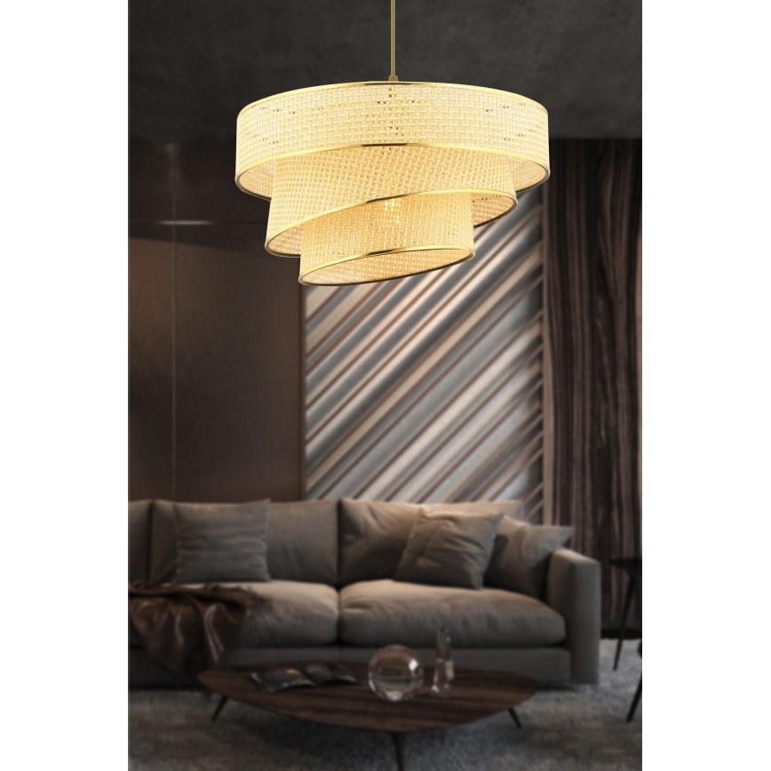 Lámpara colgante COUPER 1xE27/60W/230V beige/dorado