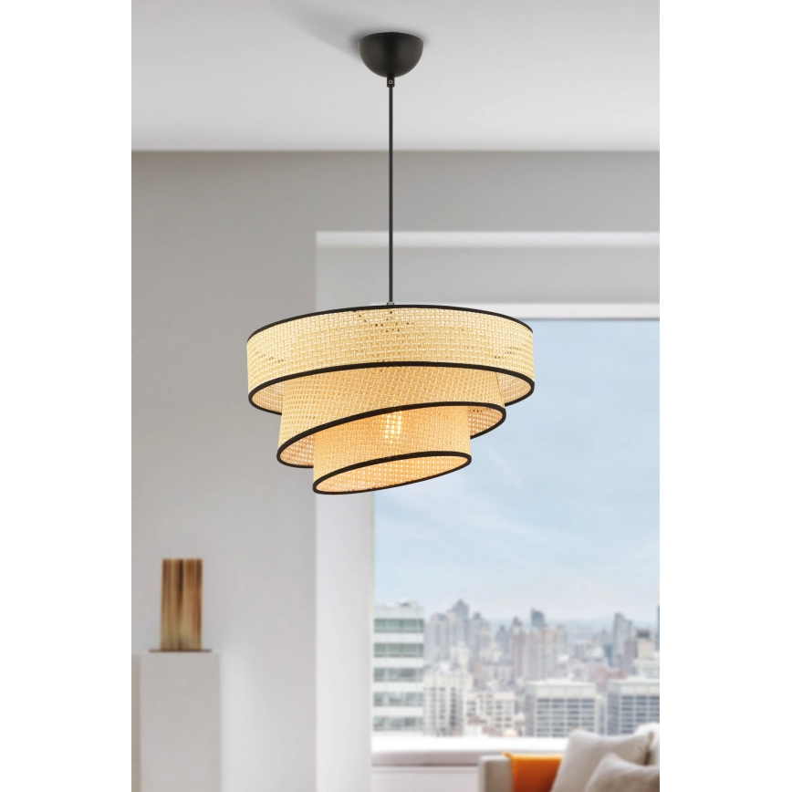 Lámpara colgante COUPER 1xE27/60W/230V beige/negra