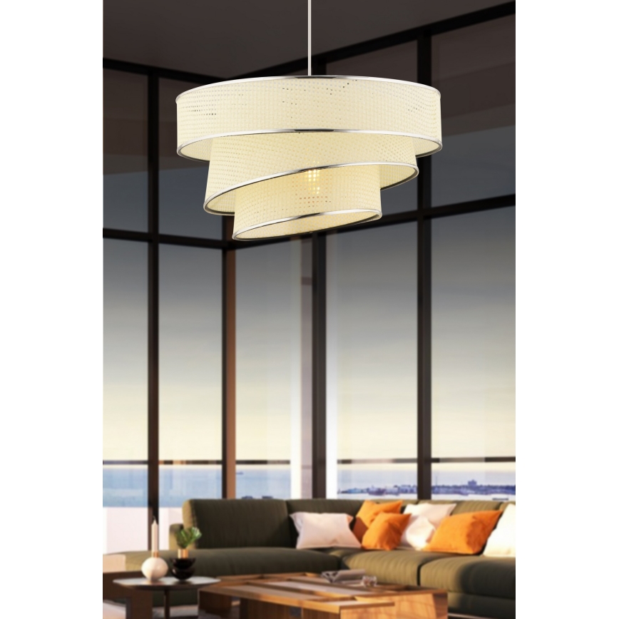 Lámpara colgante COUPER 1xE27/60W/230V blanca/cromo brillante