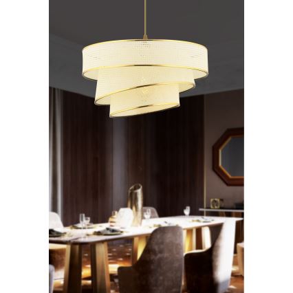 Lámpara colgante COUPER 1xE27/60W/230V blanca/dorada