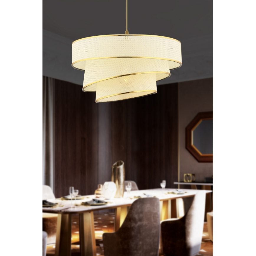 Lámpara colgante COUPER 1xE27/60W/230V blanca/dorada
