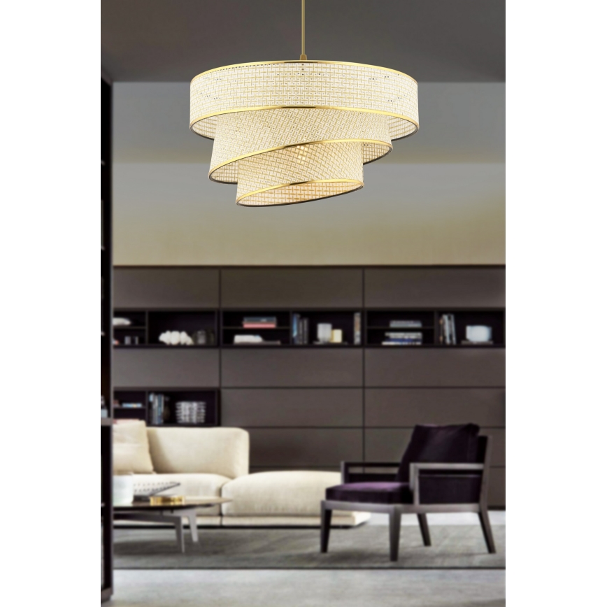 Lámpara colgante COUPER 1xE27/60W/230V crema/dorada