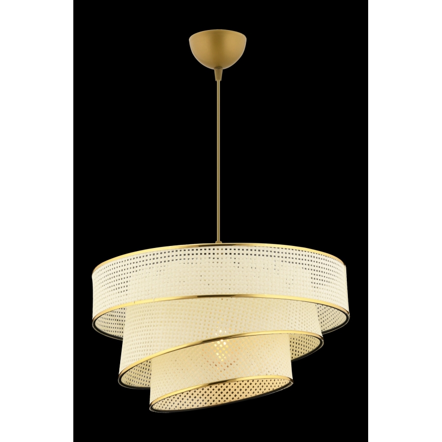Lámpara colgante COUPER con cable 1xE27/60W/230V blanco/dorado