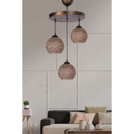 Lámpara colgante CRAYON 3xE27/60W/230V beige