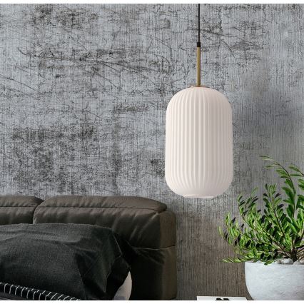 Lámpara colgante CRESTO 1xE27/40W/230V blanca/dorada