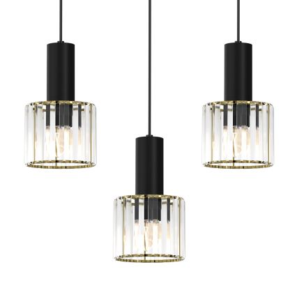 Lámpara colgante CRISTAL 3xE27/60W/230V negro