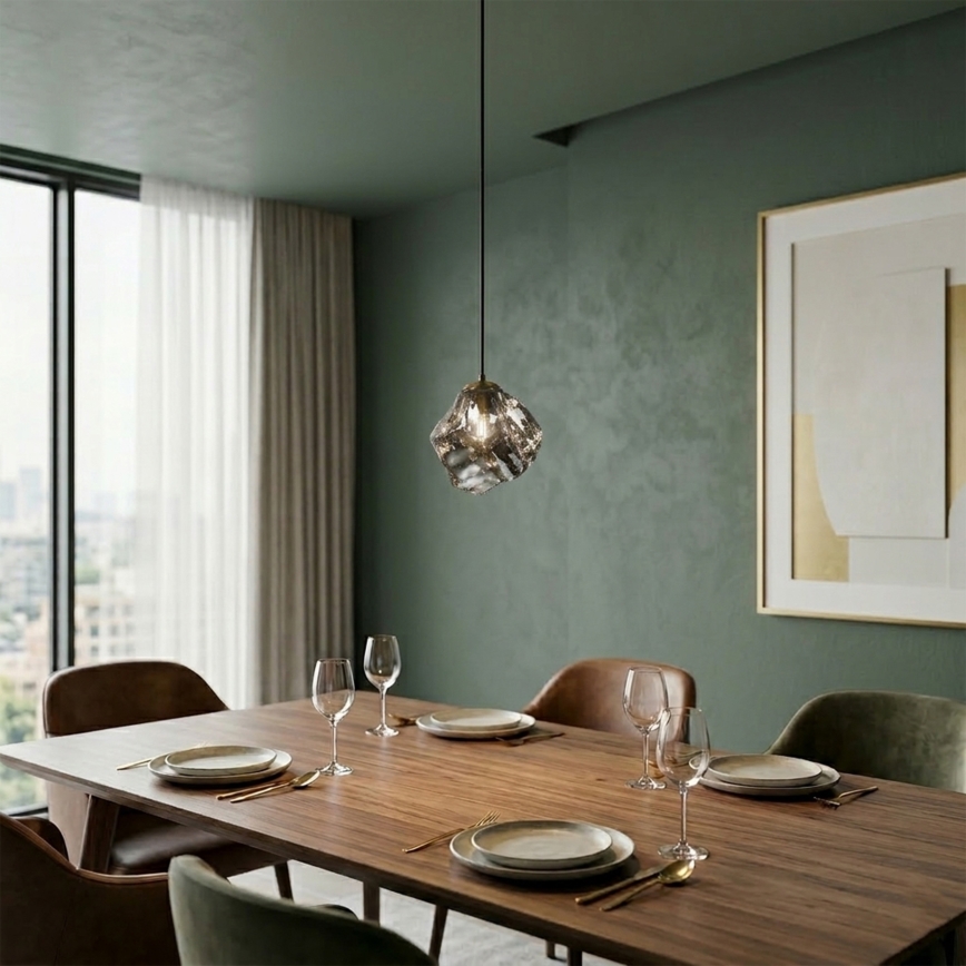 Lámpara colgante CRISTAL con cable 1xE14/15W/230V latón/negro ahumado