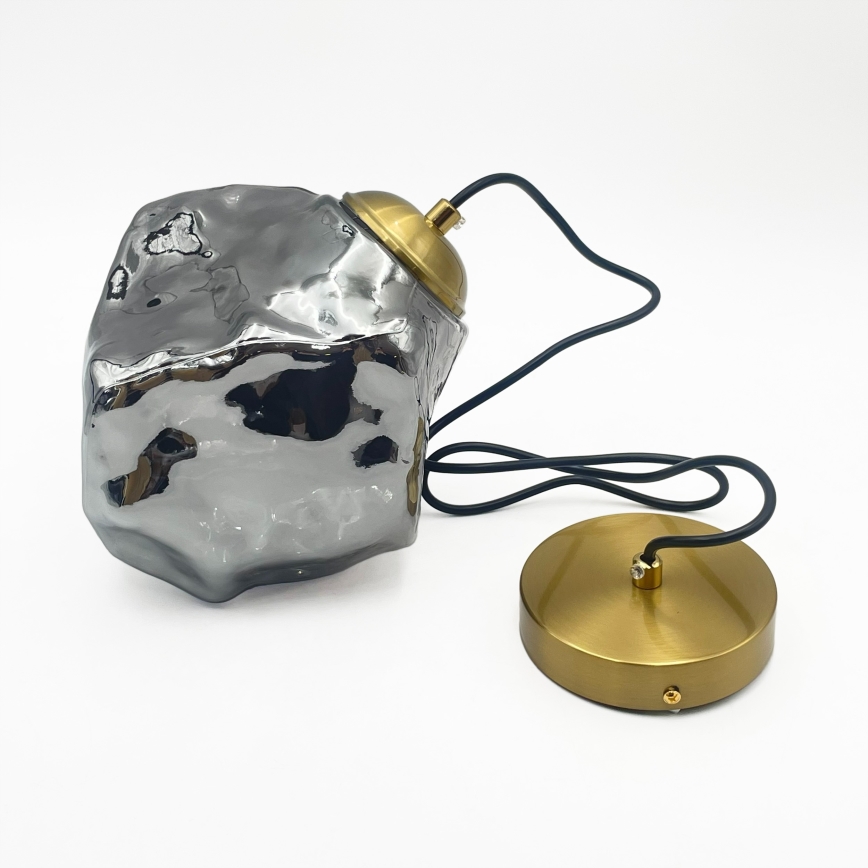 Lámpara colgante CRISTAL con cable 1xE14/15W/230V latón/negro ahumado