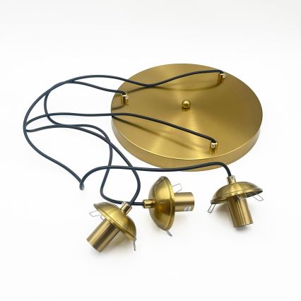 Lámpara colgante CRISTAL con cable 3xE14/15W/230V latón/beige ahumado