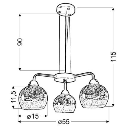 Lámpara colgante CROMINA 3xE27/60W/230V