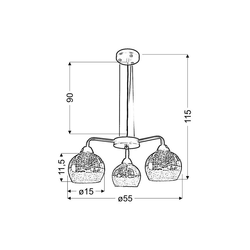 Lámpara colgante CROMINA 3xE27/60W/230V