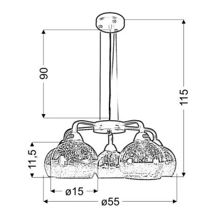 Lámpara colgante CROMINA 5xE27/60W/230V