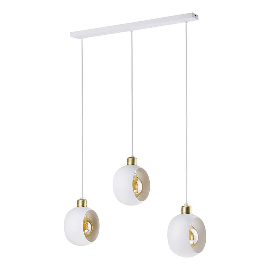 Lámpara colgante CYKLOP 3xE27/60W/230V blanco