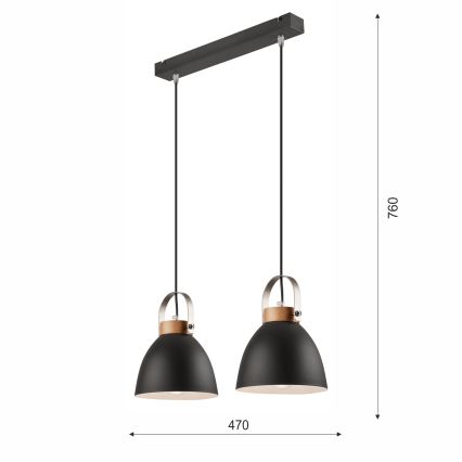 Lámpara colgante DANIELLE 2xE27/60W/230V haya
