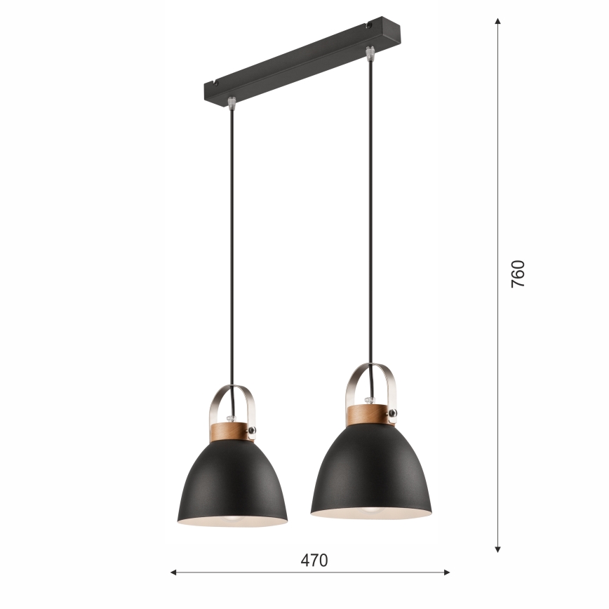Lámpara colgante DANIELLE 2xE27/60W/230V haya