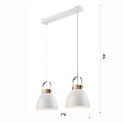 Lámpara colgante DANIELLE 2xE27/60W/230V haya