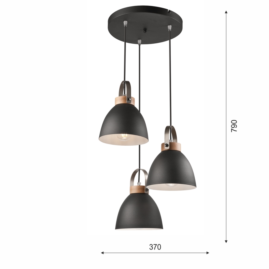 Lámpara colgante DANIELLE 3xE27/60W/230V haya