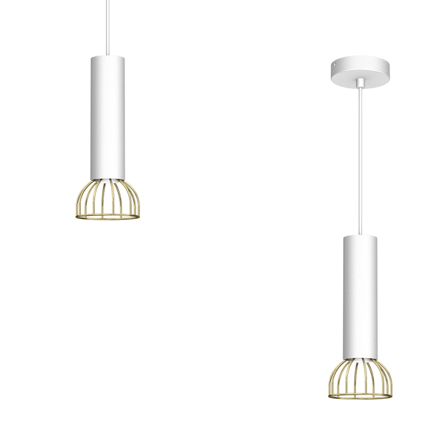 Lámpara colgante DANTE 1xGU10/25W/230V blanco/dorado