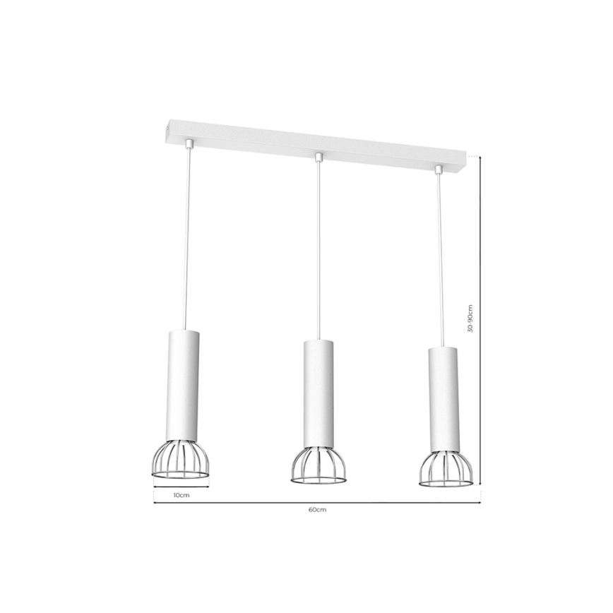 Lámpara colgante DANTE 3xGU10/25W/230V blanco/cromo brillante