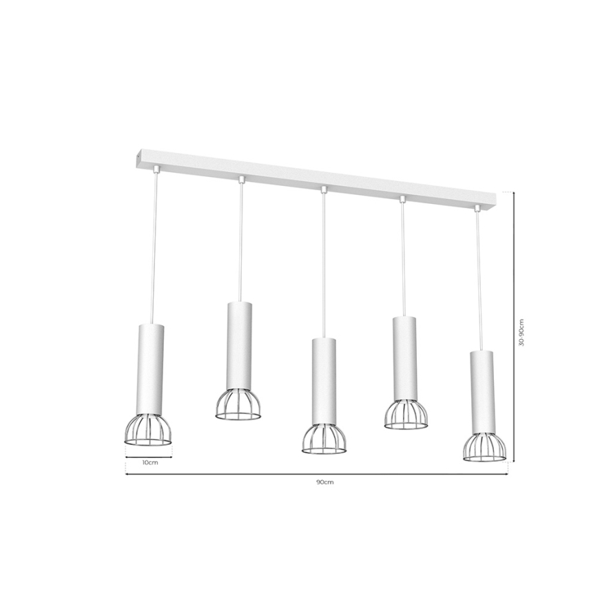 Lámpara colgante DANTE 5xGU10/25W/230V blanco/cromo brillante