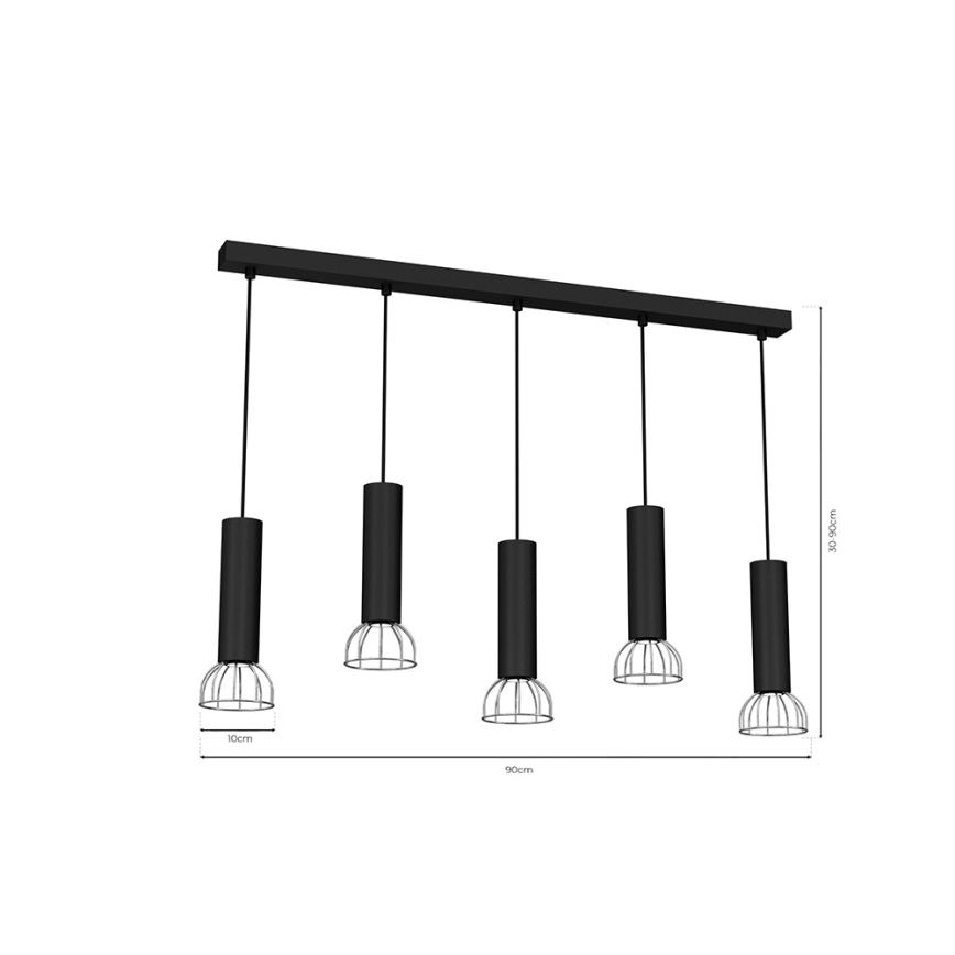 Lámpara colgante DANTE 5xGU10/25W/230V negro/cromo brillante