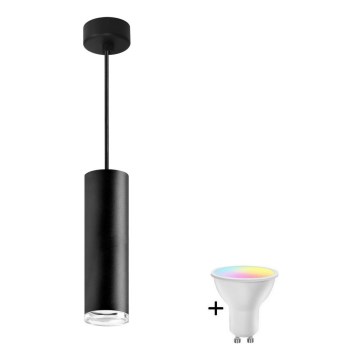 Lámpara colgante de baño LED RGBW regulable TURYN 1xGU10/6,5W/230V 2700-6500K Wi-Fi IP44 negra