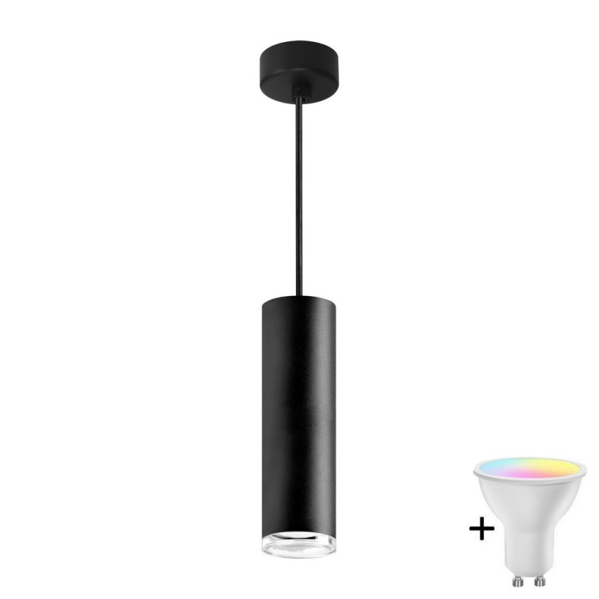 Lámpara colgante de baño LED RGBW regulable TURYN 1xGU10/6,5W/230V 2700-6500K Wi-Fi IP44 negra