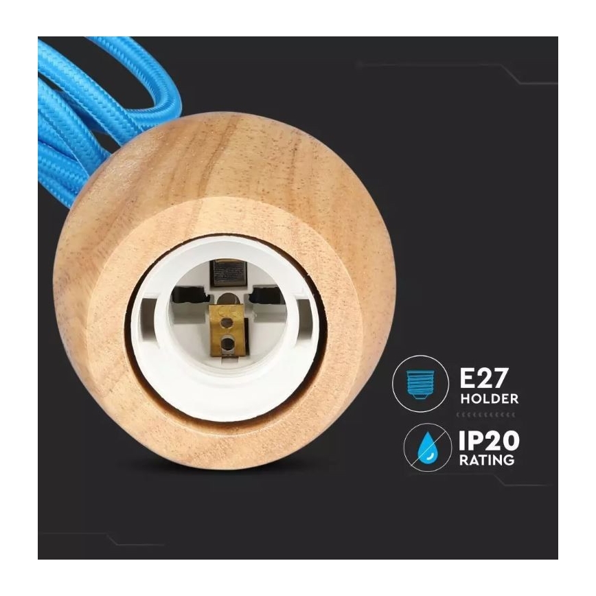 Lámpara colgante de cable 1xE27/60W/230V azul