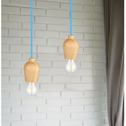 Lámpara colgante de cable 1xE27/60W/230V azul