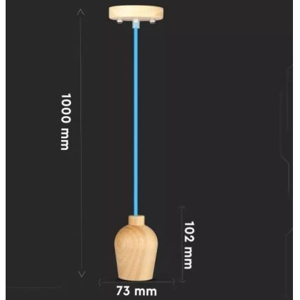 Lámpara colgante de cable 1xE27/60W/230V azul
