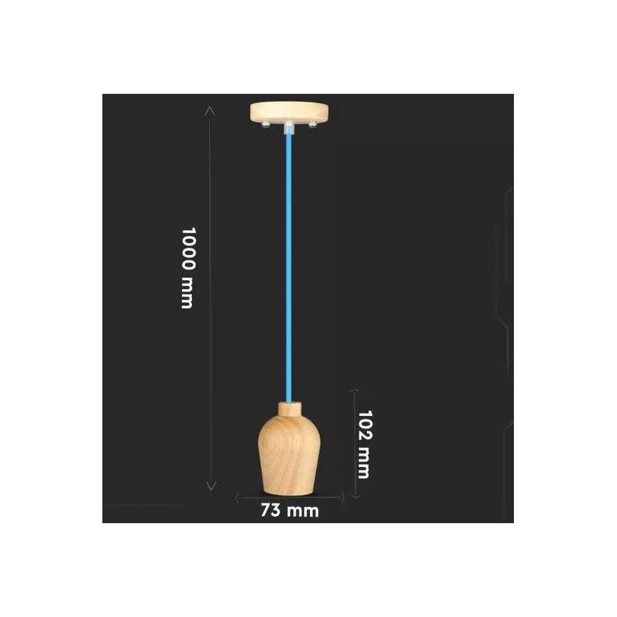 Lámpara colgante de cable 1xE27/60W/230V azul