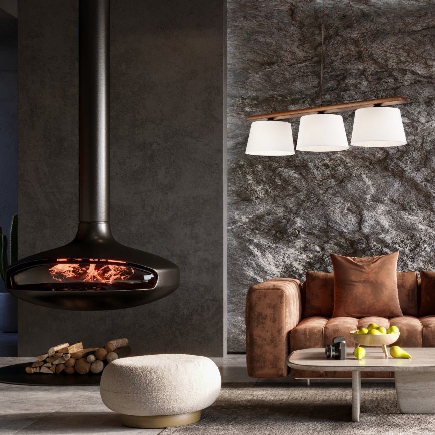 Lámpara colgante de cable AIDA 3xE27/60W/230V, diámetro 25 cm, roble/nogal