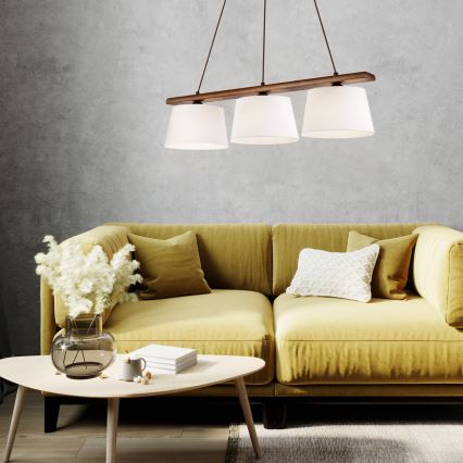 Lámpara colgante de cable AIDA 3xE27/60W/230V, diámetro 25 cm, roble/nogal