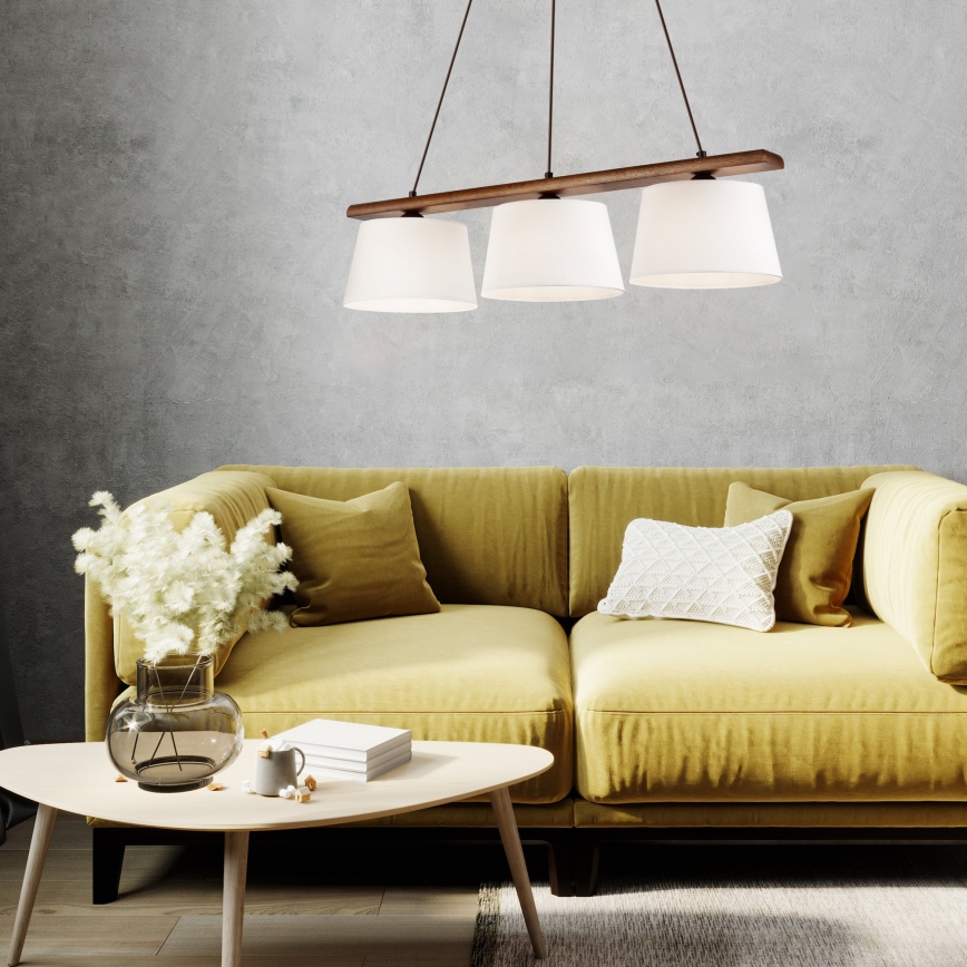 Lámpara colgante de cable AIDA 3xE27/60W/230V, diámetro 25 cm, roble/nogal