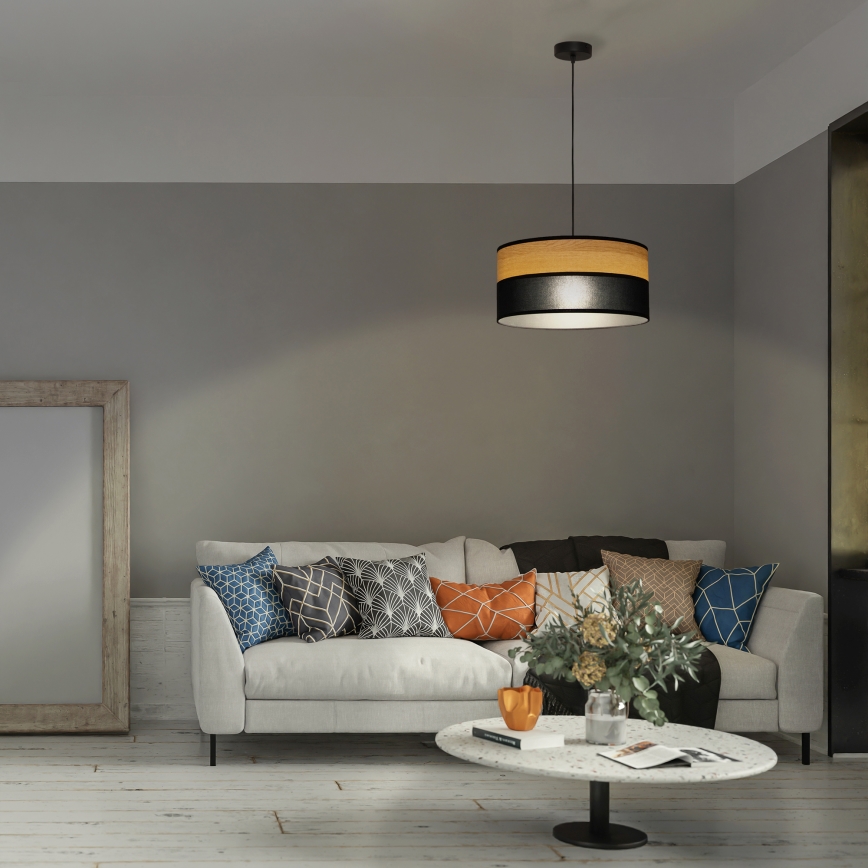 Lámpara colgante de cable ALBA 1xE27/15W/230V Ø 45 cm negro/marrón