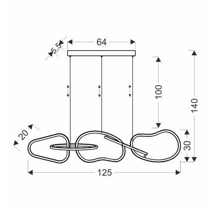 Lámpara colgante de cable ANNELI LED/45W/230V 125 cm, dorada