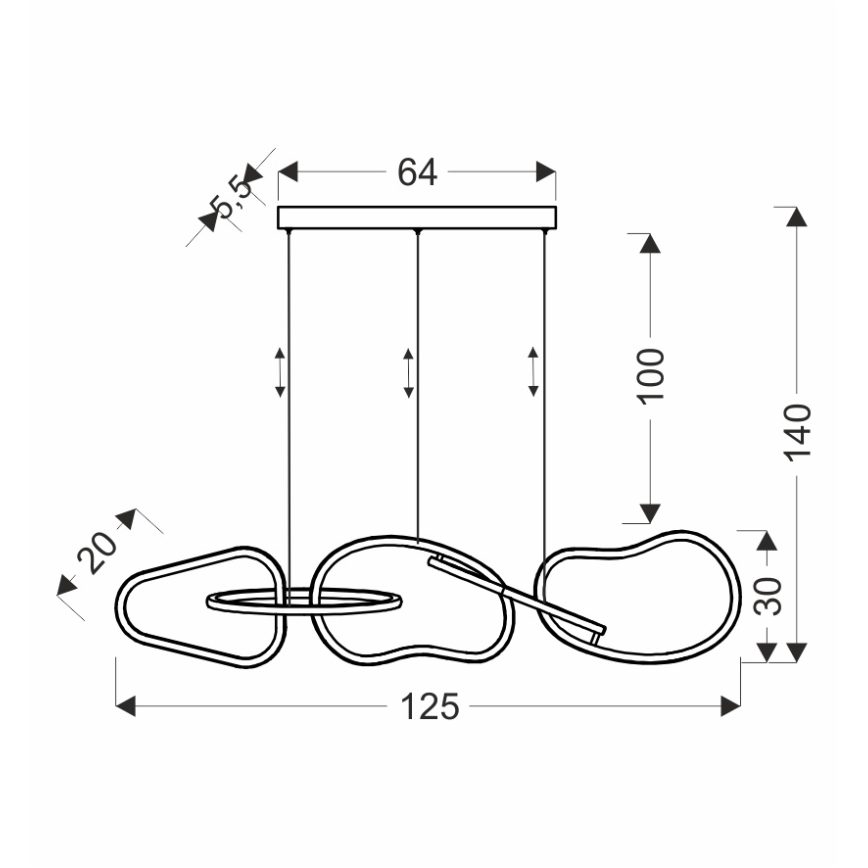 Lámpara colgante de cable ANNELI LED/45W/230V 125 cm, dorada