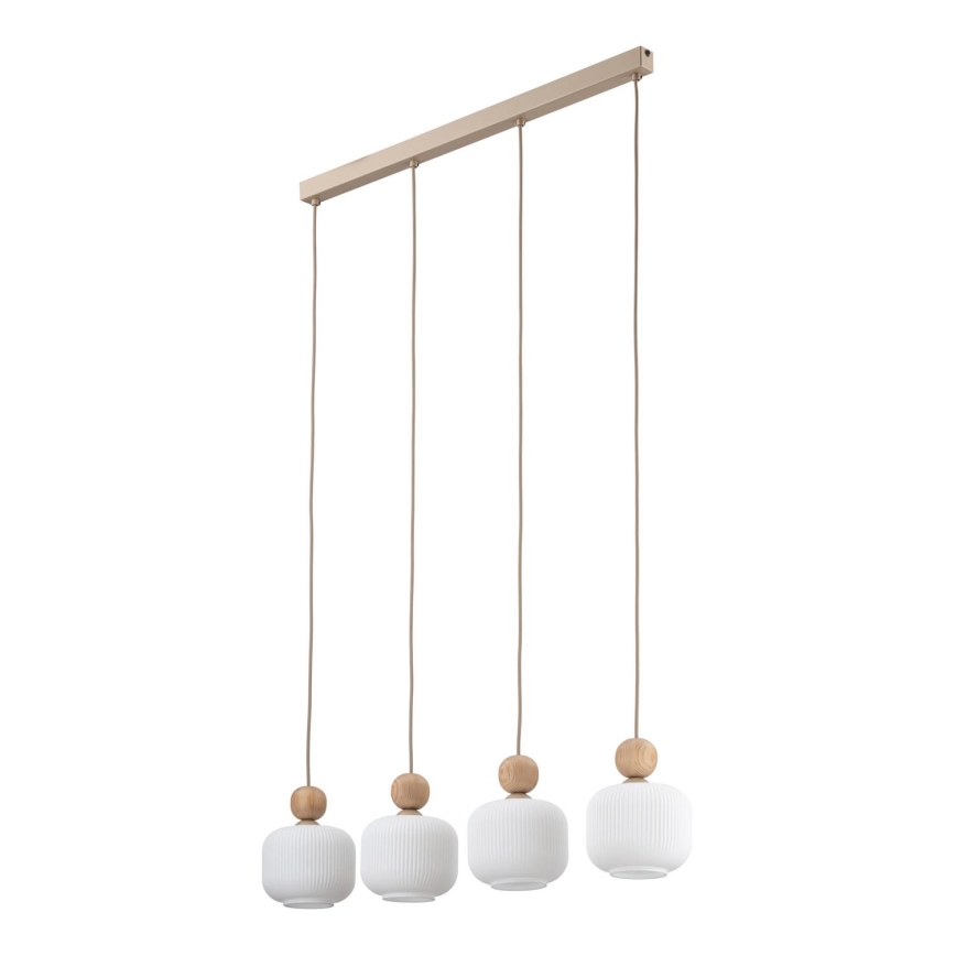 Lámpara colgante de cable BALLO 4xE14/10W/230V beige