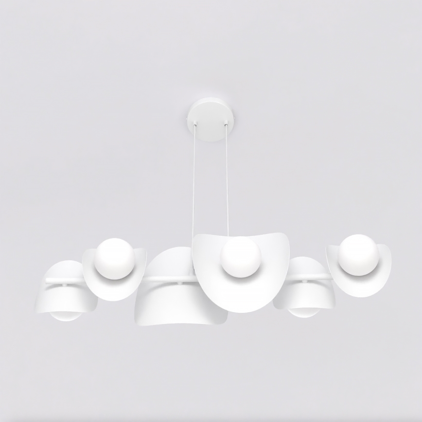 Lámpara colgante de cable ELEMENTI 6xG9/8W/230V blanca