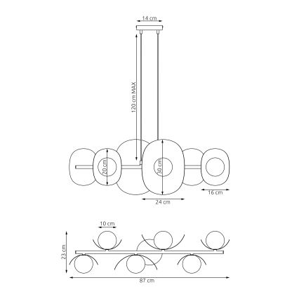 Lámpara colgante de cable ELEMENTI 6xG9/8W/230V blanca