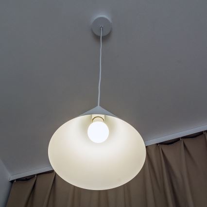Lámpara colgante de cable ETNA II 1xE27/15W/230V Ø 25 cm blanca