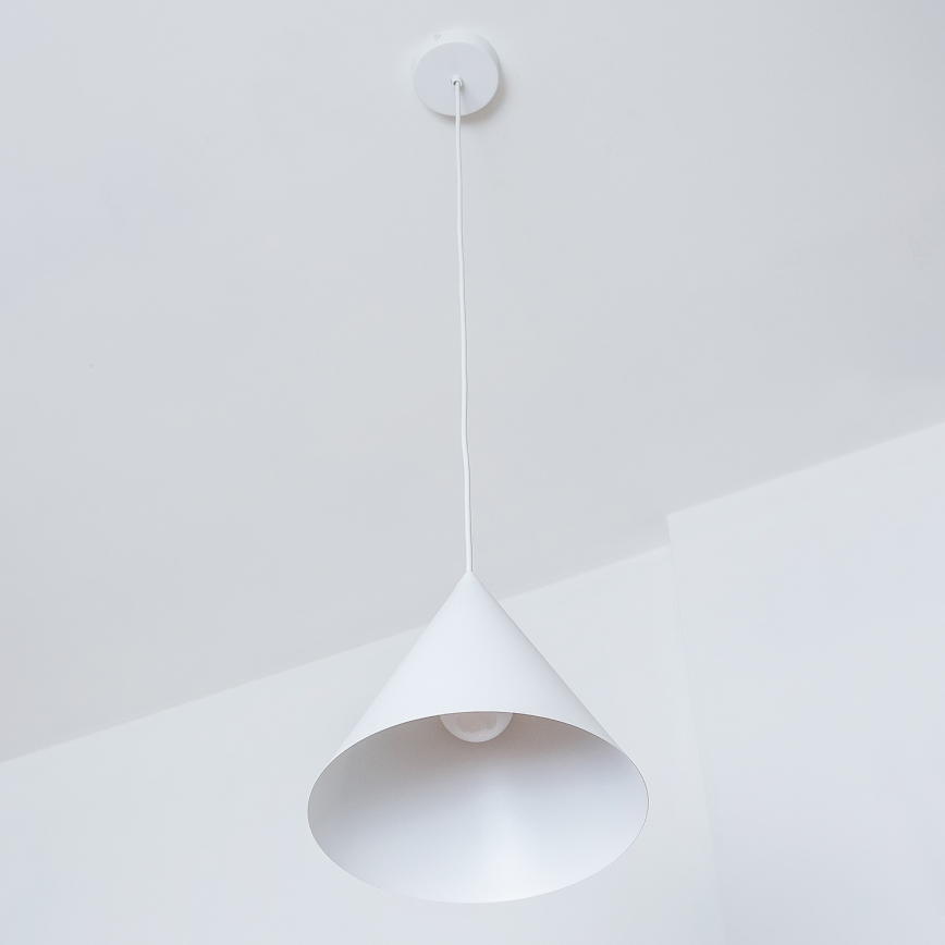 Lámpara colgante de cable ETNA II 1xE27/15W/230V Ø 25 cm blanca
